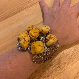 Funky yellow gem silver bracelet